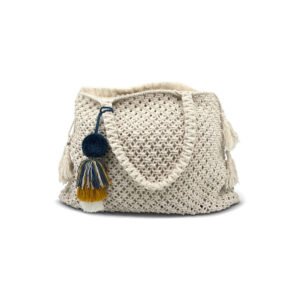 Large Crochet Cotton Handwoven Bag Pom Pom